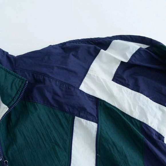 Vintage 90'S Puma Navy & Green Windbreaker  Running Jacket Size Large - Picture 4 of 11